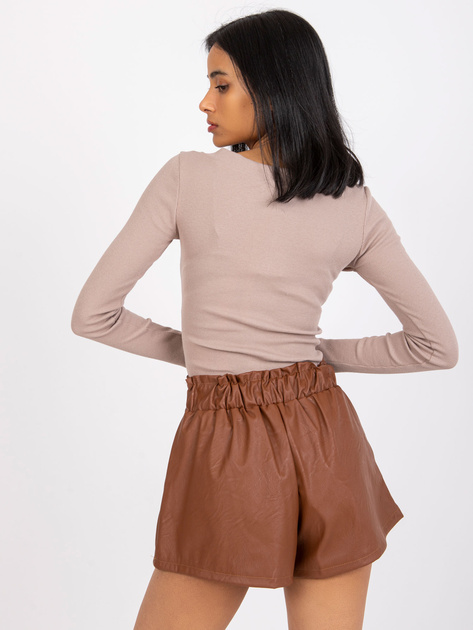 Brązowe szorty ze skóry ekologicznej Iwetta