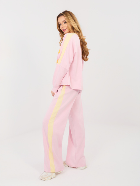 Pastelowy różowy komplet z bluzą oversize RUE PARIS