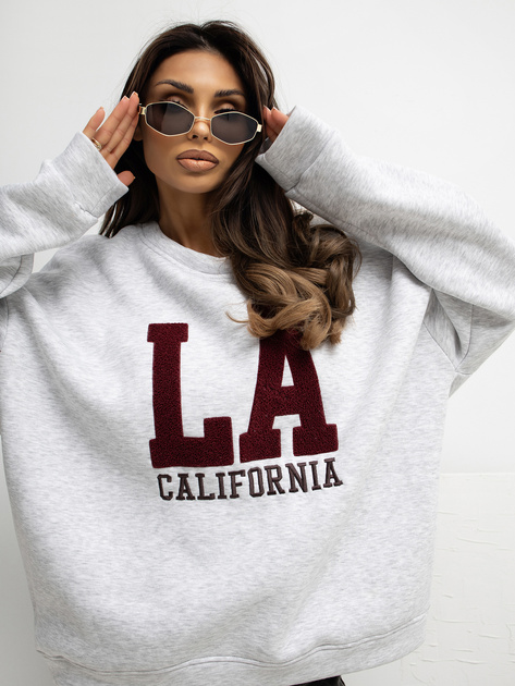 Jasnoszara bluza z okrągłym dekoltem RUE PARIS