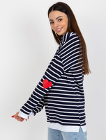 Hurt Biało-granatowa bluza w paski z rozcięciami RUE PARIS