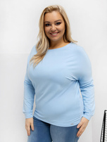 Jasnoniebieska bluzka plus size z okrągłym dekoltem