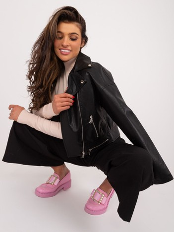 Hurt Czarna kurtka ramoneska z zapięciem na suwak