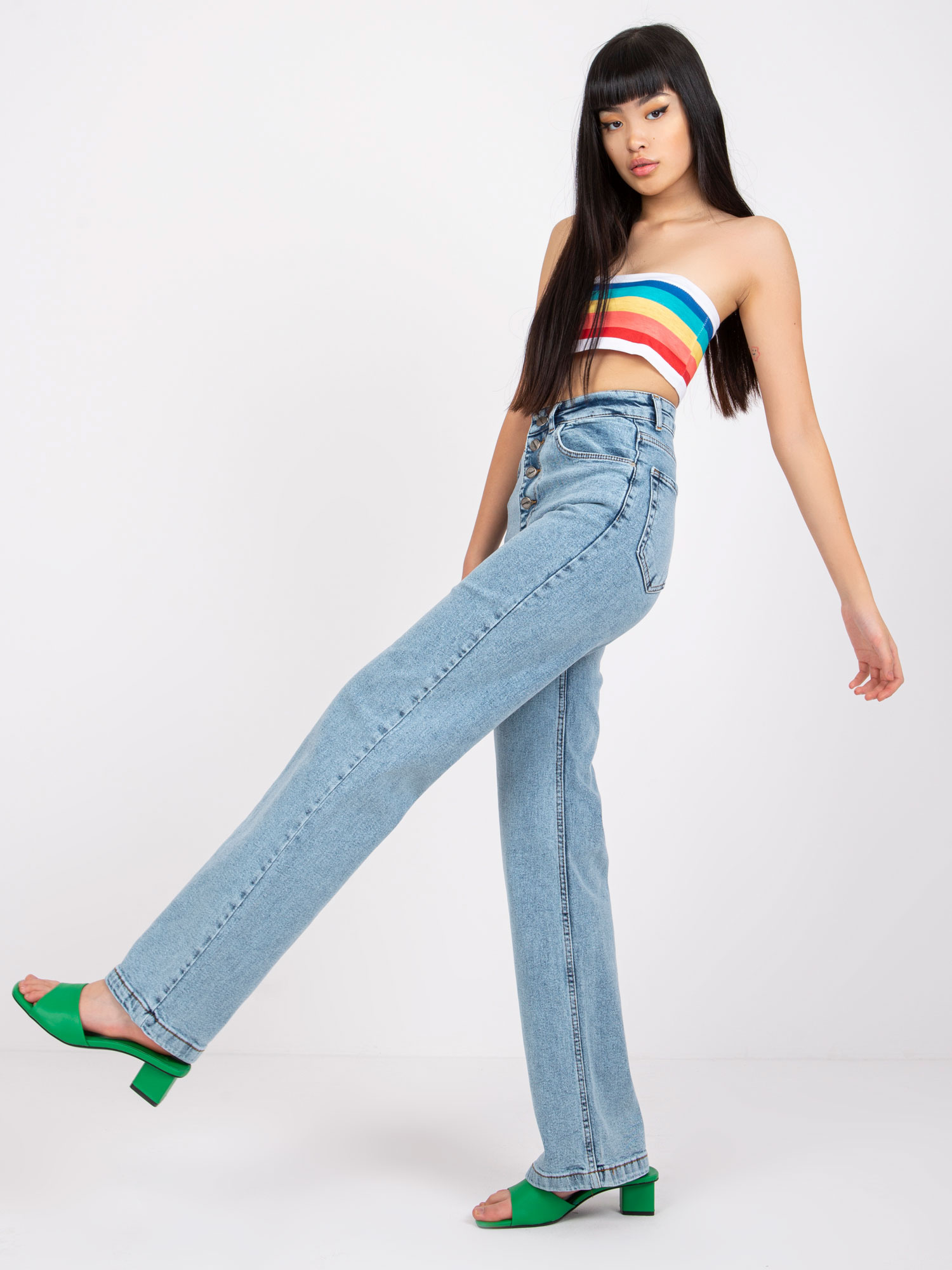 Niebieskie jeansy z wysokim stanem Seville