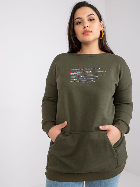 Khaki dresowa bluza plus size kangurka Desiree