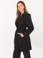 Black coat with waist gathering RUE PARIS.