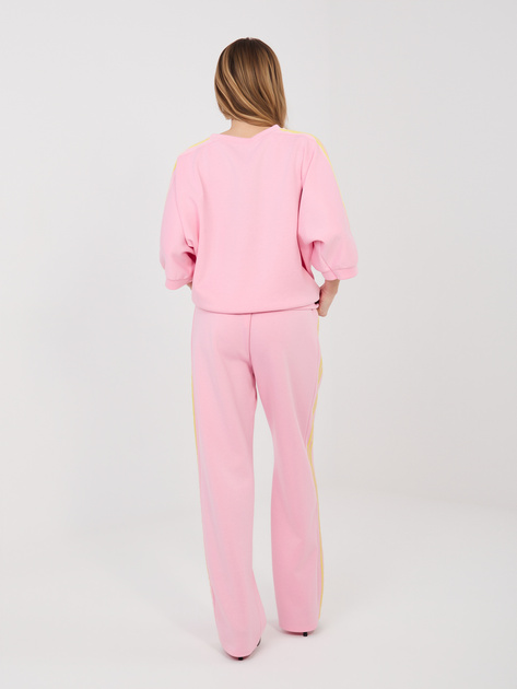 Różowy damski dresowy komplet z rękawem 3/4 RUE PARIS