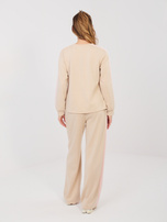 Beżowy dresowy komplet z bluzą w serduszka RUE PARIS