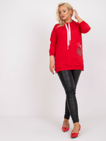 Czerwona bawełniana tunika plus size z aplikacją Sylviane