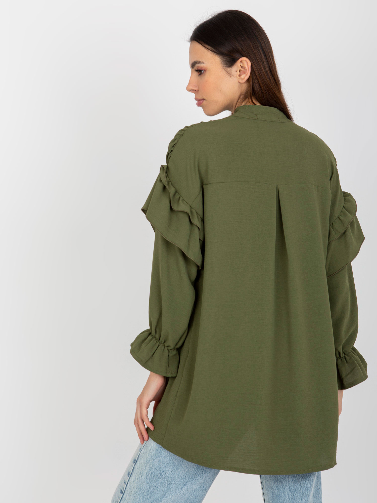 Khaki boho koszula z marzeniem i falbanami OCH BELLA