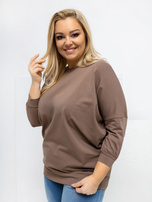 Tmavě béžová bavlněná blůza plus size.