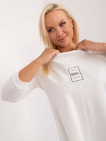 Hurt Ecru bawełniana bluzka plus size z rękawem 3/4