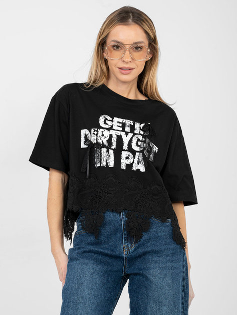 Czarna damska bluzka oversize z kokardkami