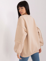 Hurtownia Beżowa bluza oversize bez kaptura