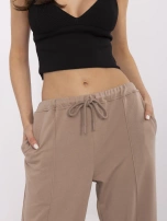 Dunkelbeige Basic Sweatpants mit Naht.