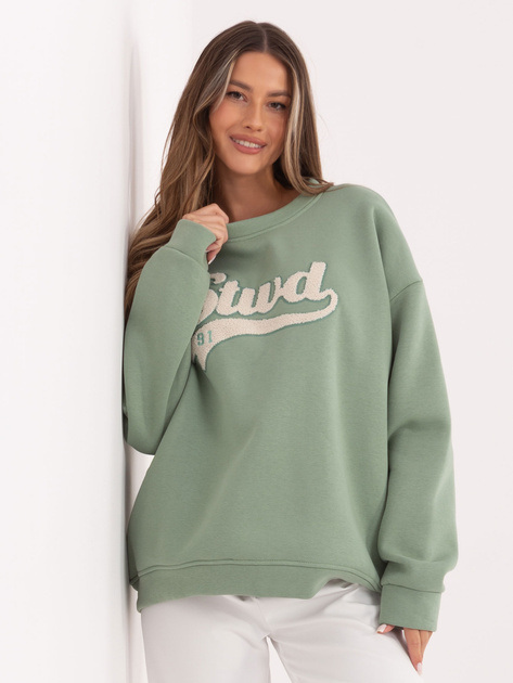 Pistacjowa damska bluza oversize z ociepleniem RUE PARIS