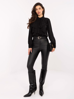 Czarna rozpinana koszula z żabotem RUE PARIS