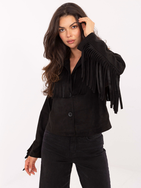Czarna zamszowa kurtka w stylu westernowym