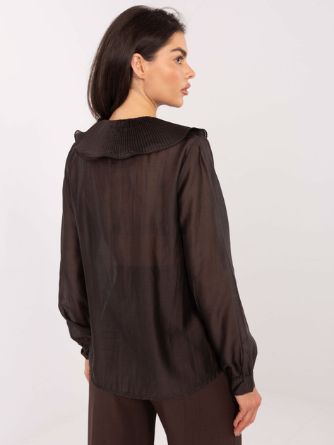 Czekoladowa rozpinana koszula z okrągłym dekoltem