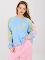 Różowo-niebieski dresowy komplet z miękkiego materiału RUE PARIS 