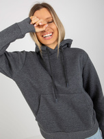 Hurt Dunkelgraue Sweatshirt Basic Känguru RUE PARIS.