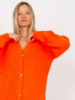 Hurt Pomarańczowy sweter rozpinany z ozdobnymi guzikami RUE PARIS 