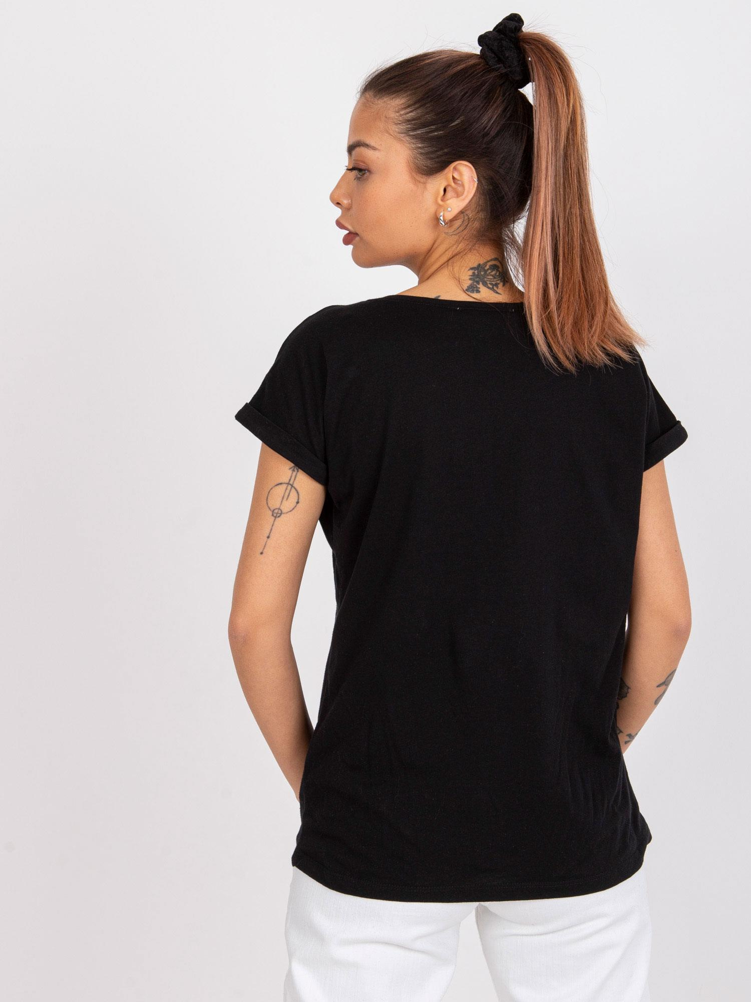 Black T-shirt with cotton print Pola MAYFLIES