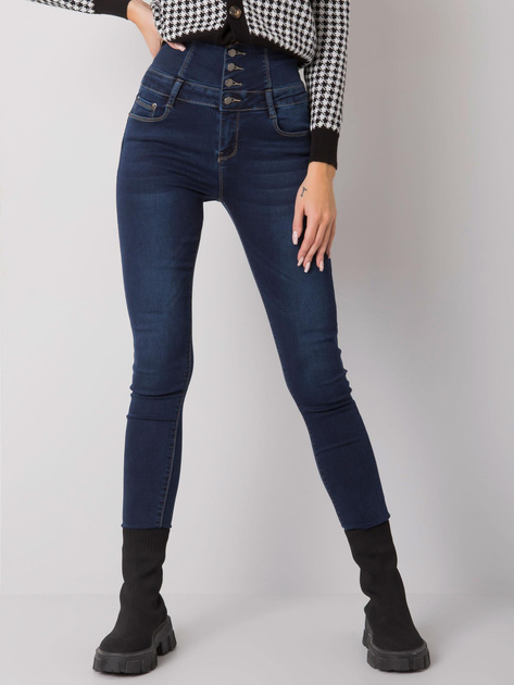 Ciemnoniebieskie jeansy rurki high waist Garland