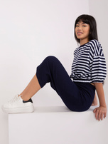 Hurt Granatowy damski komplet casualowy z bawełny