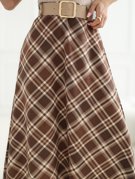 Brązowa elegancka spódnica z paskiem