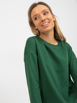 Hurtownia Ciemnozielona długa bluza basic z bawełny