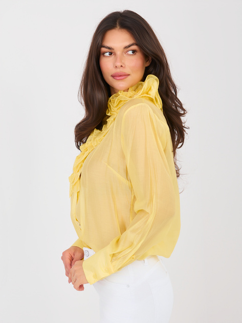 Żółta elegancka koszula z żabotem