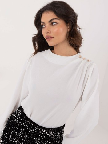 Hurtownia Biała elegancka bluzka z marszczeniem