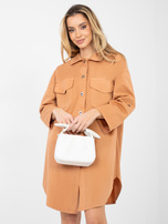 Ceglasta rozpinana sukienka szmizjerka RUE PARIS 