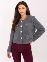 Ciemnoszary elegancki żakiet z podszewką RUE PARIS 