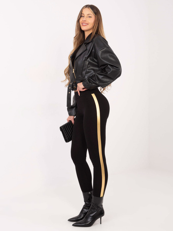Czarno-złote legginsy Rissa RUE PARIS