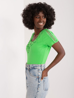 Hurt Jasnozielona bawełniana bluzka z koronką