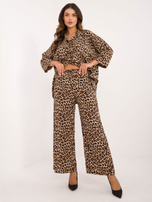 Hurtownia online Beżowo-czarny luźny komplet w panterkę