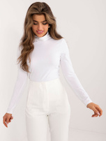 Großhandel weiße Damen Baumwollbluse mit Rollkragen SUBLEVEL.