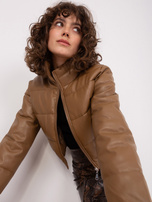 Hurt Camelowa krótka kurtka zimowa z ekoskóry 