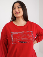 Hurt Czerwona dresowa sukienka plus size z napisem