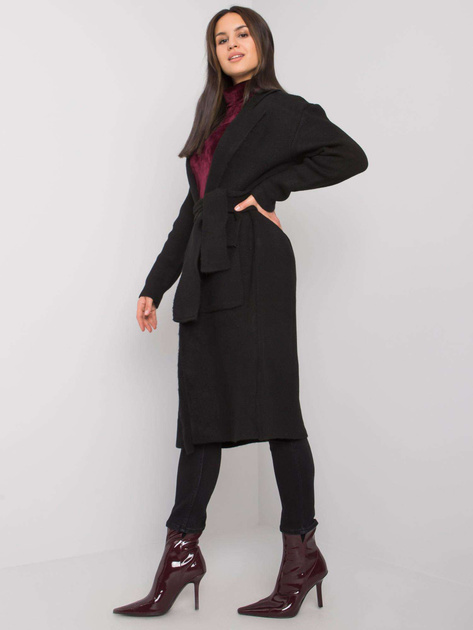 Czarny kardigan z wiązaniem Cordie RUE PARIS