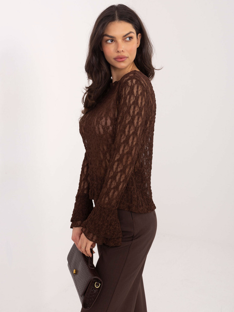 Brązowa bluzka z rozkloszowanymi rękawami