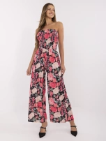 Schwarz-rote Damen Bandeau-Jumpsuit.