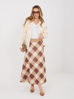 Brązowa elegancka spódnica w kratę  