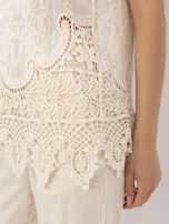 Beżowa ażurowa bluzka z bawełny 