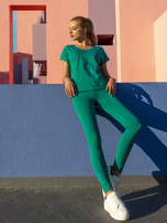 Ciemnozielone legginsy damskie na co dzień Brigitte