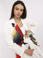 Kremowa damska marynarka z tropikalnym nadrukiem