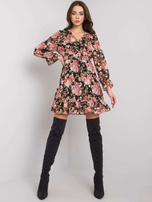 Czarno-różowa sukienka z falbaną Alisia