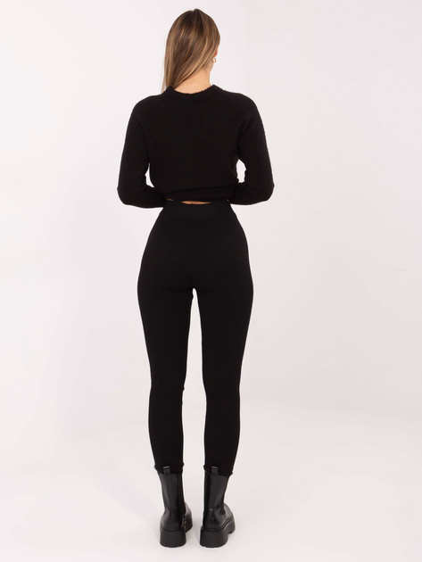 Czarne legginsy z prążkowanej dzianiny STITCH & SOUL