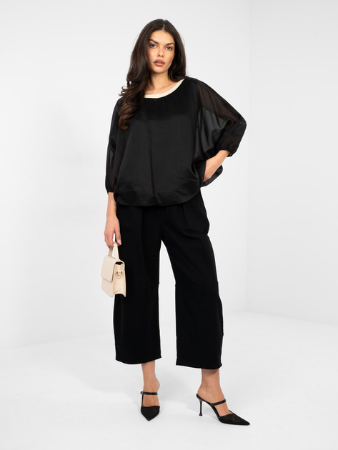 Czarna luźna bluzka z rękawem 3/4